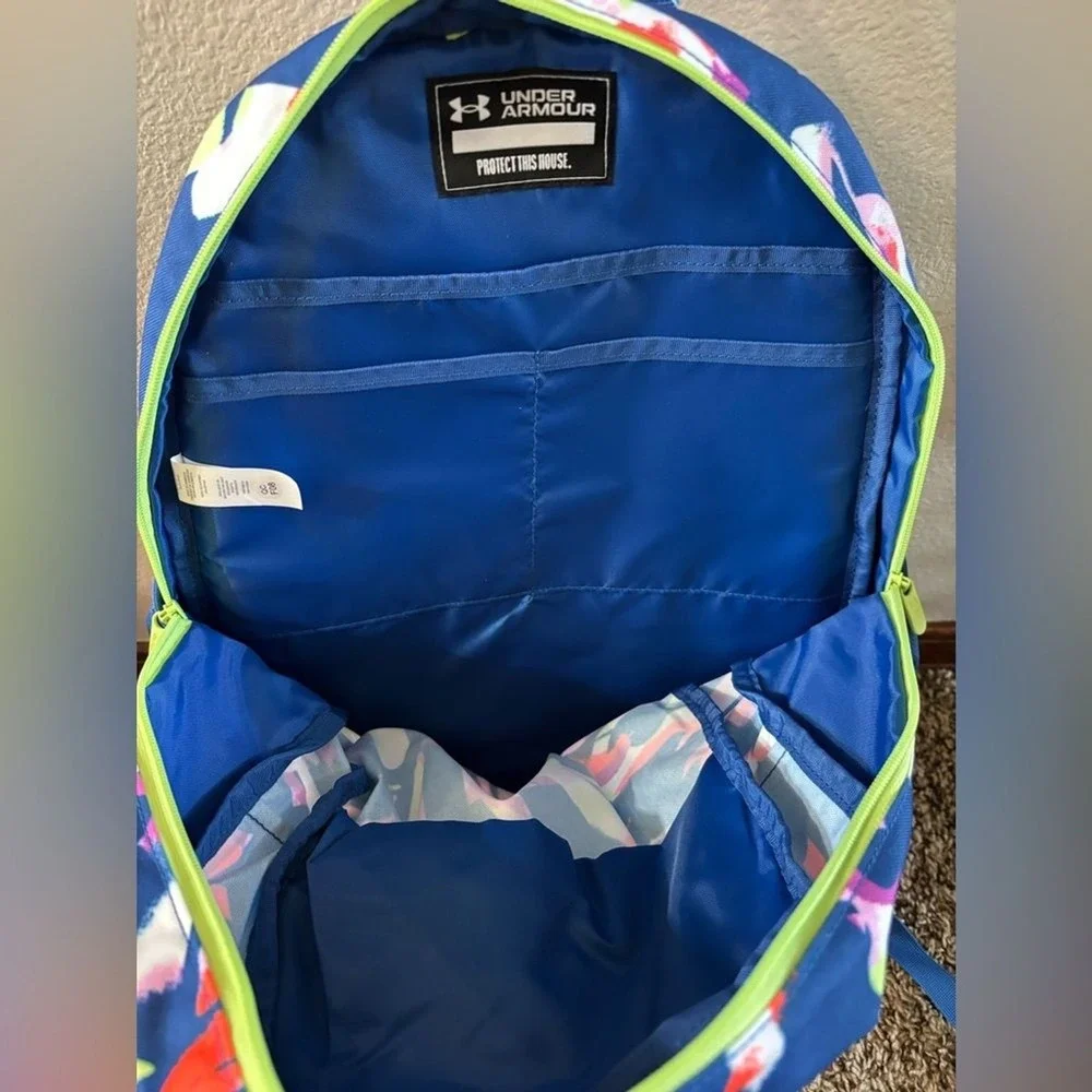 Under Armour Hustle Sport Backpack in Tech Blue Multicolor School GIFT NWT